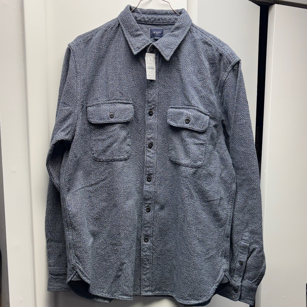 J. Crew Men's Textured Button-Up Shirt in Heather Navy